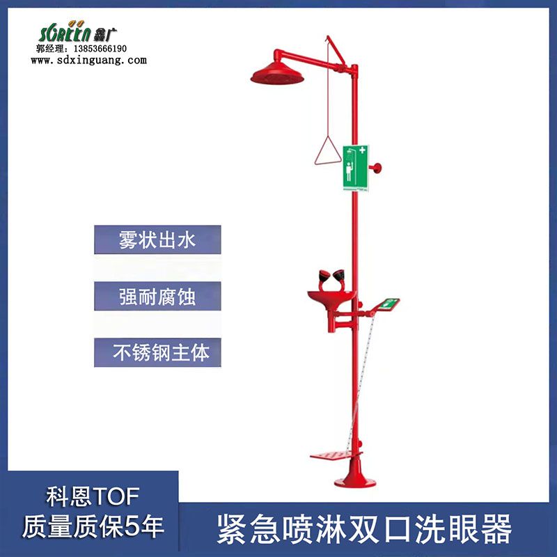 山東實(shí)驗室用復(fù)合式雙口304不銹鋼緊急沖淋洗眼器